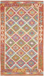 Tappeto Kilim Geometrico Rosso Mattone Multicolore 100x174 Cm