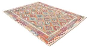 Tappeto Kilim Geometrico Arancione Turchese 178x237 Cm