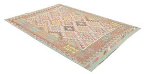 Tappeto Kilim Geometrico Celeste Rosso 175x244 Cm