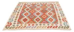 Tappeto Kilim Geometrico Becco Di Mattone Avorio Quadrato 150x150 Cm