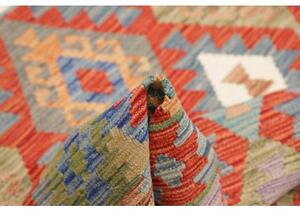 Tappeto Kilim Geometrico Rosso Multicolore Quadrato 149x154 Cm
