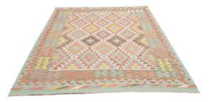 Tappeto Kilim Geometrico Celeste Rosso 175x244 Cm