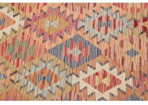 Tappeto Kilim Geometrico Rosso Multicolore Corsia 87x274 Cm