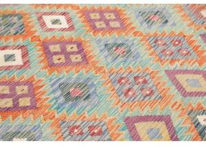 Tappeto Kilim Geometrico Arancione Turchese 178x237 Cm