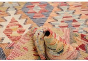 Tappeto Kilim Geometrico Rosso Multicolore Corsia 87x274 Cm