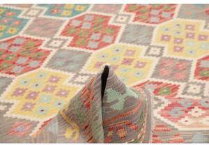 Tappeto Kilim Stilizzato Grigio Multicolore 173x252 Cm