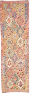 Tappeto Kilim Geometrico Rosso Multicolore Corsia 87x274 Cm