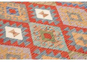 Tappeto Kilim Geometrico Rosso Multicolore Quadrato 149x154 Cm