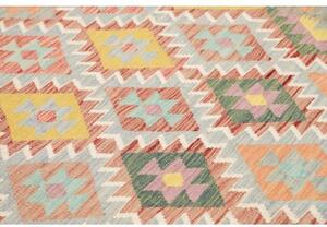 Tappeto Kilim Geometrico Celeste Rosso 175x244 Cm