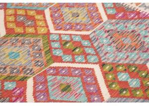Tappeto Kilim Geometrico Rosso Mattone Multicolore 150x203 Cm