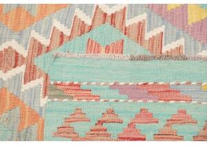 Tappeto Kilim Geometrico Celeste Rosso 175x244 Cm