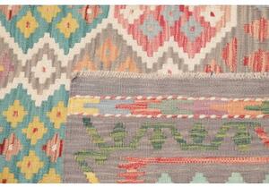 Tappeto Kilim Stilizzato Grigio Multicolore 173x252 Cm