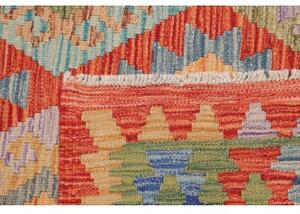 Tappeto Kilim Geometrico Rosso Multicolore Quadrato 149x154 Cm