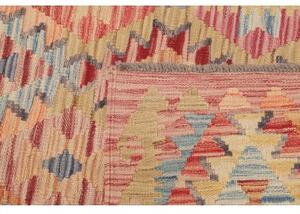 Tappeto Kilim Geometrico Rosso Multicolore Corsia 87x274 Cm