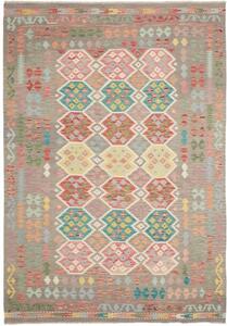 Tappeto Kilim Stilizzato Grigio Multicolore 173x252 Cm
