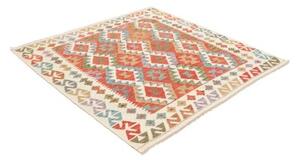 Tappeto Kilim Geometrico Becco Di Mattone Avorio Quadrato 150x150 Cm