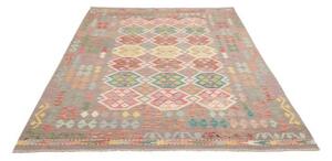Tappeto Kilim Stilizzato Grigio Multicolore 173x252 Cm
