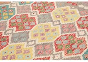 Tappeto Kilim Stilizzato Grigio Multicolore 173x252 Cm