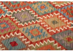 Tappeto Kilim Geometrico Blu Rosso 252x347 Cm