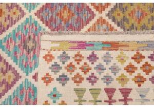 Tappeto Kilim Geometrico Avorio Multicolore 201x296 Cm