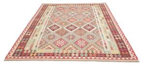 Tappeto Kilim Geometrico Rosso Mattone Avorio 185x248 Cm