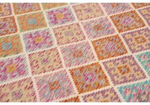 Tappeto Kilim Geometrico Avorio Multicolore 201x296 Cm