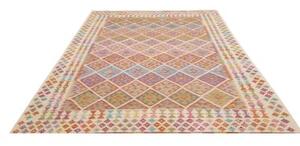 Tappeto Kilim Geometrico Avorio Multicolore 201x296 Cm