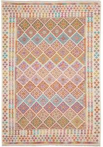 Tappeto Kilim Geometrico Avorio Multicolore 201x296 Cm