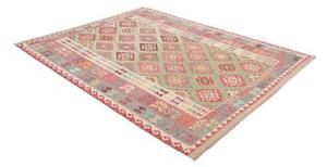 Tappeto Kilim Geometrico Rosso Beige 189x243 Cm