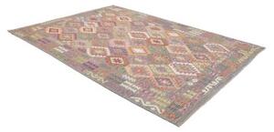Tappeto Kilim Geometrico Grigio Multicolore 207x295 Cm