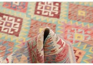 Tappeto Kilim Geometrico Rosso Beige 189x243 Cm