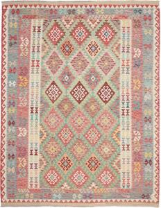 Tappeto Kilim Geometrico Rosso Beige 189x243 Cm
