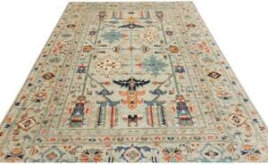 Tappeto Kazak Fine Stilizzato Beige Blu 203x299 Cm
