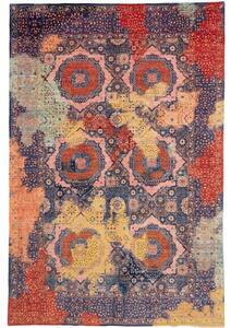Tappeto Kairo Geometrico Blu Scuro Rosso Mattone 200x299 Cm