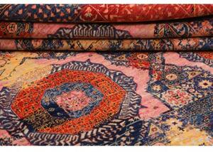 Tappeto Kairo Geometrico Blu Scuro Rosso Mattone 200x299 Cm