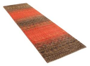 Tappeto Cromopura Geometrico Arancione Marrone Scuro Corsia 81x251 Cm