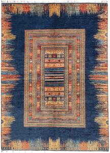 Tappeto Gabbeh Nova Geometrico Blu Arancione 170x235 Cm