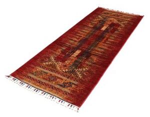 Tappeto Gabbeh Nova Geometrico Rosso Beige Corsia 81x204 Cm