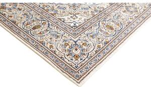 Tappeto Kashan Medaglione Floreale Avorio Blu 205x300 Cm