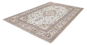 Tappeto Kashan Medaglione Floreale Avorio Blu 205x300 Cm