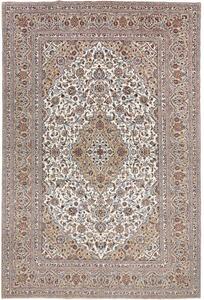 Tappeto Kashan Medaglione Floreale Avorio Beige 247x372 Cm