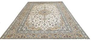 Tappeto Kashan Medaglione Floreale Avorio Beige 247x356 Cm