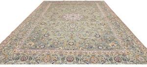 Tappeto Nadjafabad Medaglione Floreale Verde Salvia Blu Notte 318x430 Cm