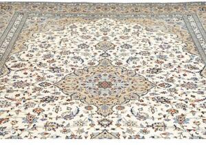 Tappeto Kashan Medaglione Floreale Avorio Beige 247x356 Cm