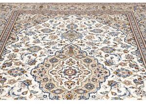 Tappeto Kashan Medaglione Floreale Avorio Blu 205x300 Cm
