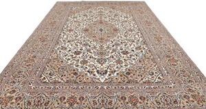 Tappeto Kashan Medaglione Floreale Avorio Beige 247x372 Cm