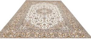 Tappeto Kashan Medaglione Floreale Avorio Beige 247x352 Cm