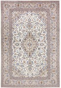 Tappeto Kashan Medaglione Floreale Avorio Blu 205x300 Cm