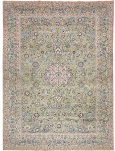 Tappeto Nadjafabad Medaglione Floreale Verde Salvia Blu Notte 318x430 Cm