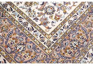 Tappeto Kashan Floreale Avorio Blu Polvere 284x396 Cm